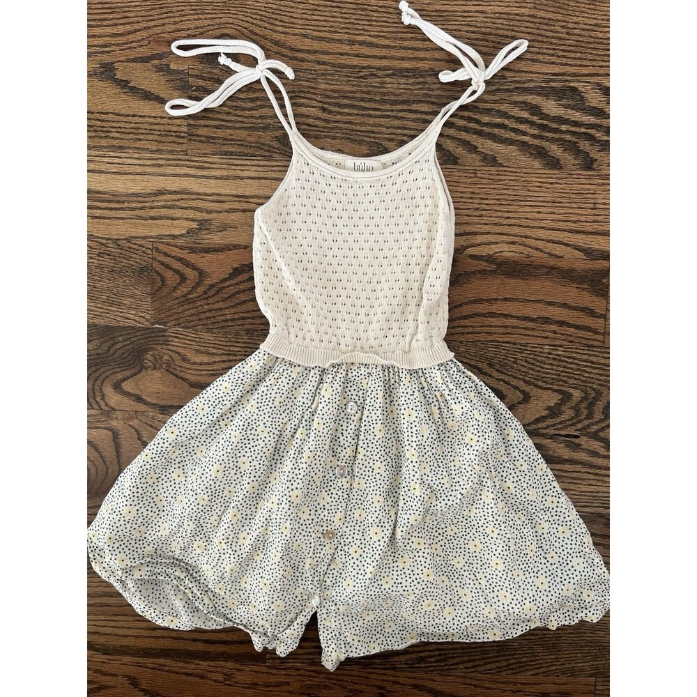 Búho Sand Flower Dots Summer Dress Girls 3T Made In Spain 100% Organic Cotton